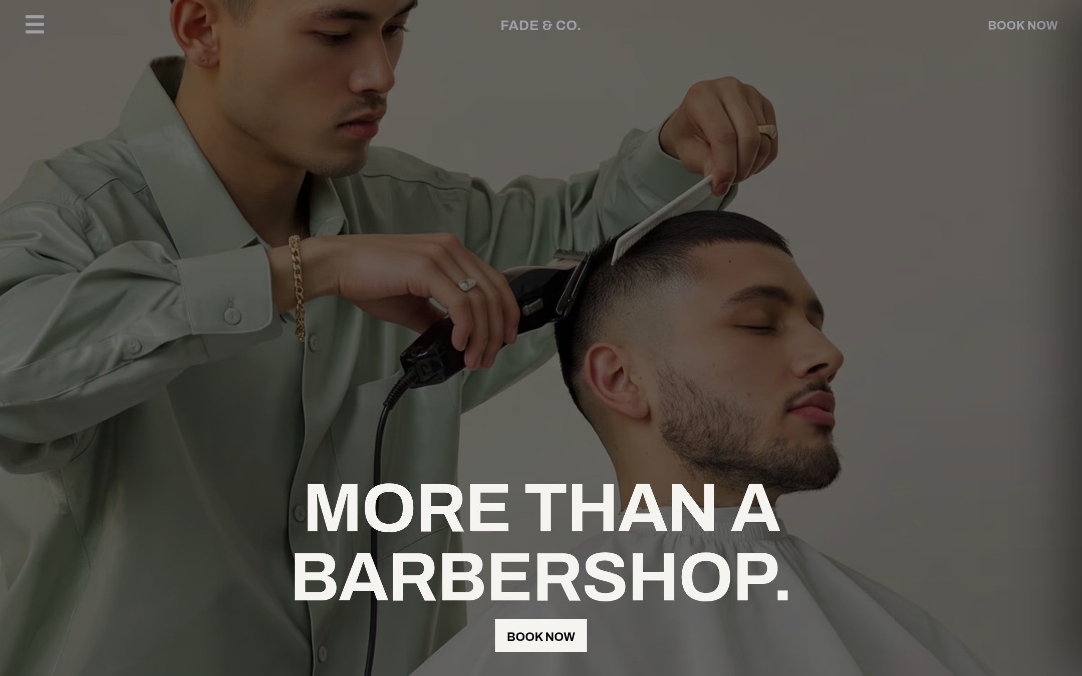 Fade & Co., an editorial multi-location barbershop site built on UOVA