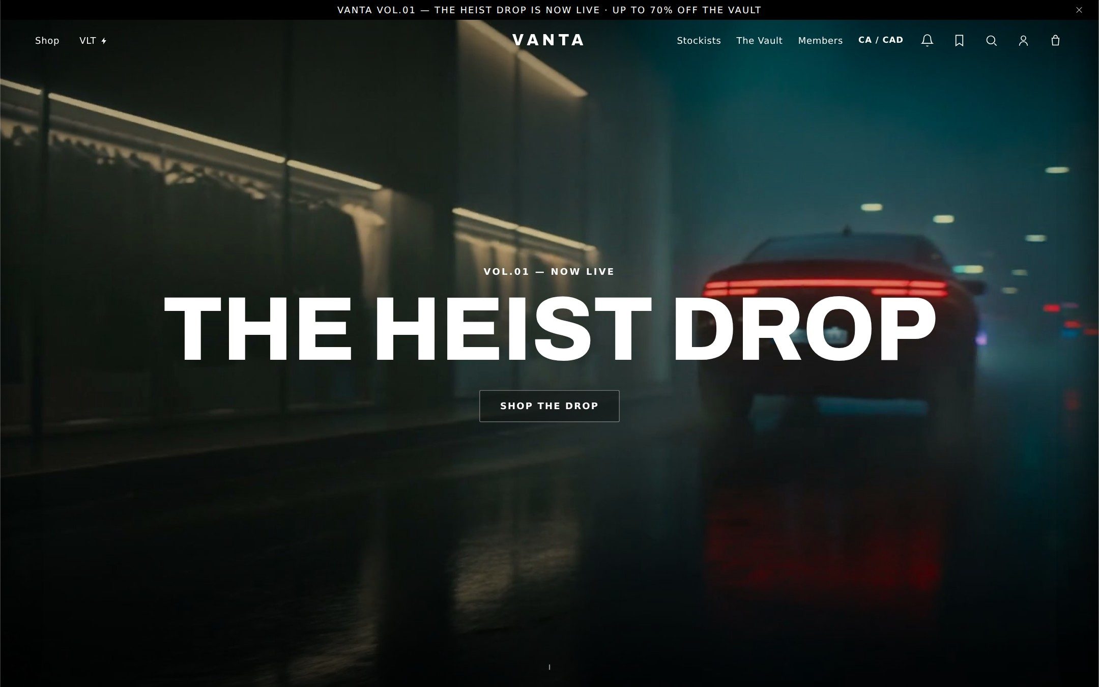 VANTA, a cinematic streetwear storefront built on UOVA