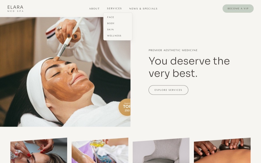 A published UOVA wellness site on a custom domain