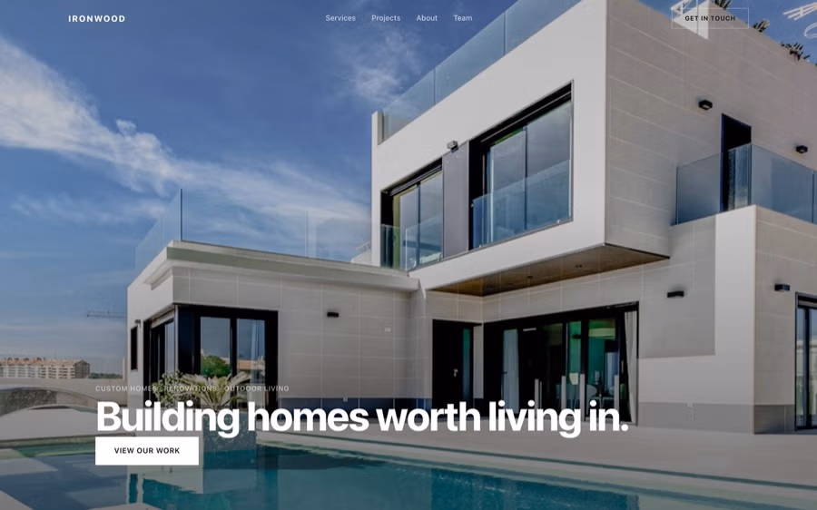 A complete home services site generated with UOVA