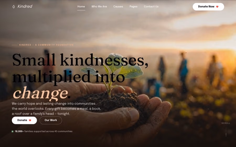 A complete nonprofits & community site generated with UOVA